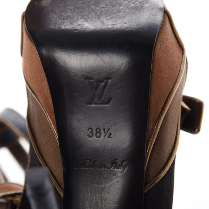 Louis Vuitton Lizard Suede Satin Sugar Platform Slingbacks 38.5 Black Brown 9 of 10