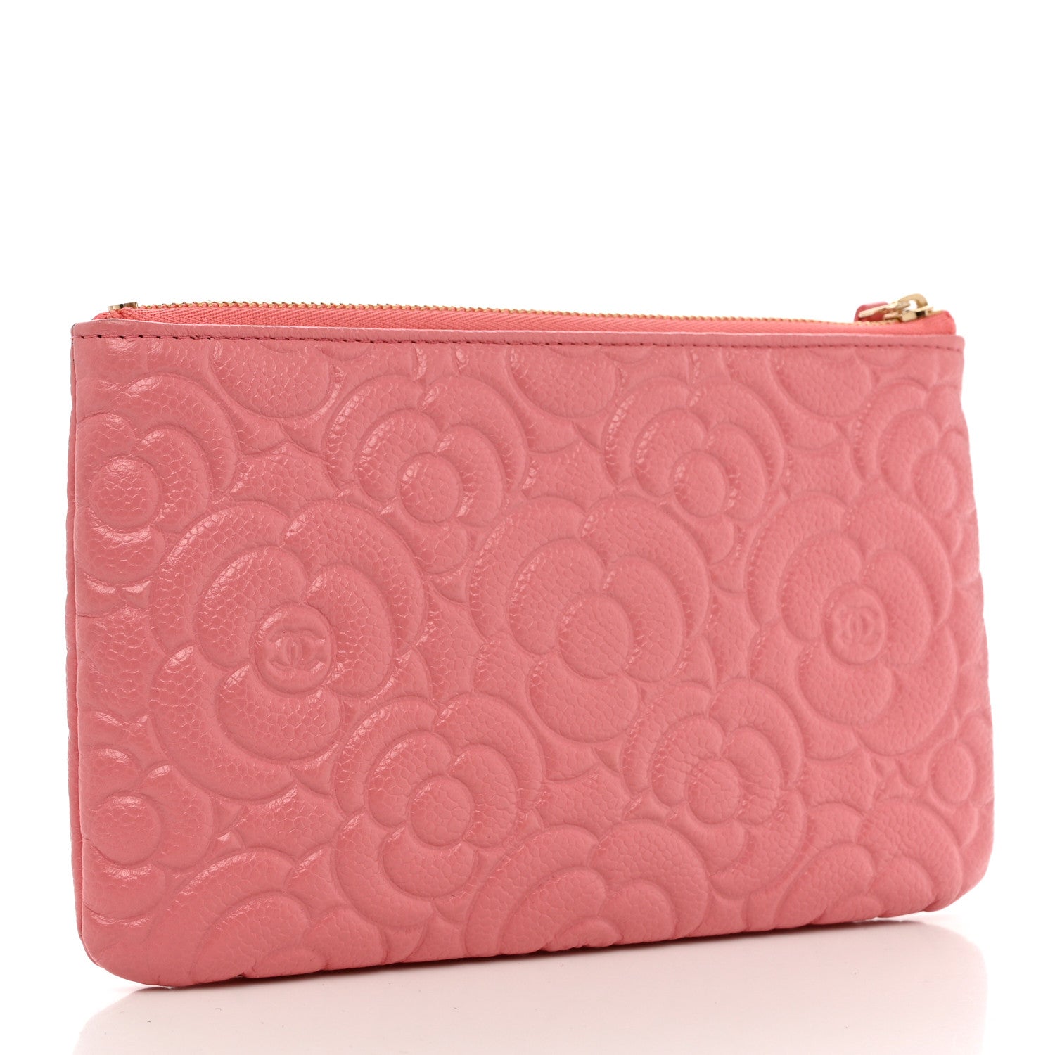 Chanel Caviar Camellia Embossed Cosmetic Pouch Pink 3 of 9