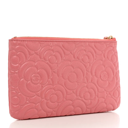 Chanel Caviar Camellia Embossed Cosmetic Pouch Pink 3 of 9