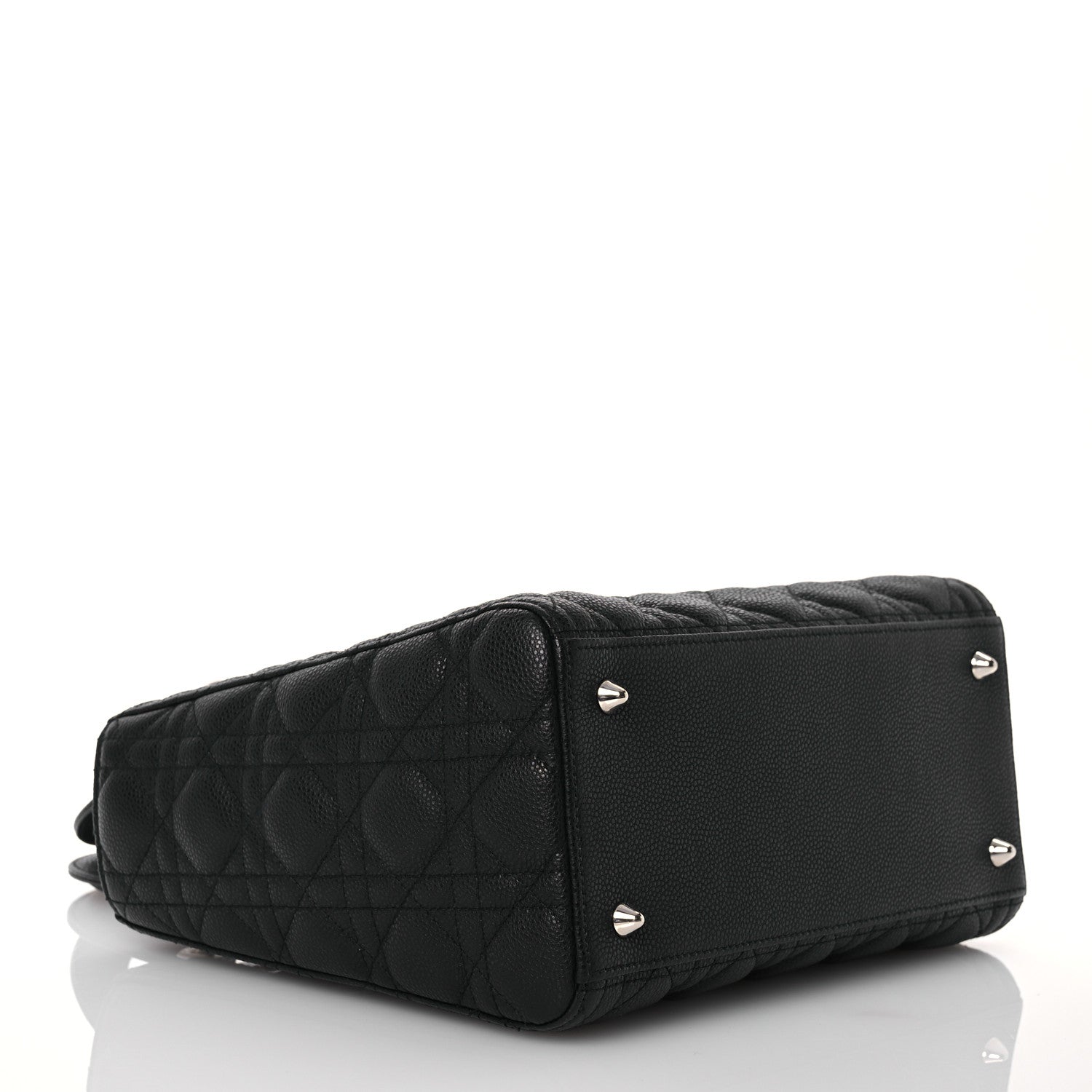 Christian Dior Grained Calfskin Cannage Medium Lady Dior Black 4 of 14