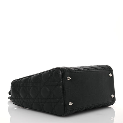 Christian Dior Grained Calfskin Cannage Medium Lady Dior Black 4 of 14