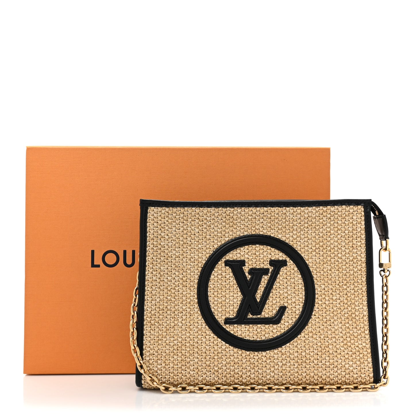 Raffia Calfskin Monogram Giant Pouch