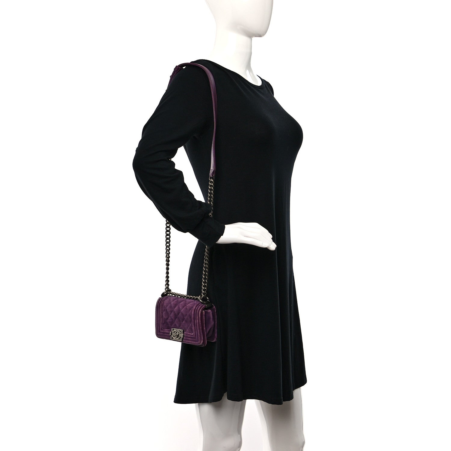 Chanel Velvet Quilted Mini Boy Flap Purple 2 of 9