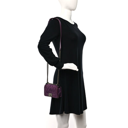 Chanel Velvet Quilted Mini Boy Flap Purple 2 of 9