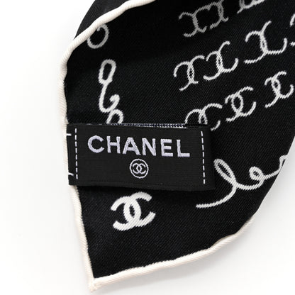 Chanel Silk CC Twilly Hair Tie Black White 2 of 3