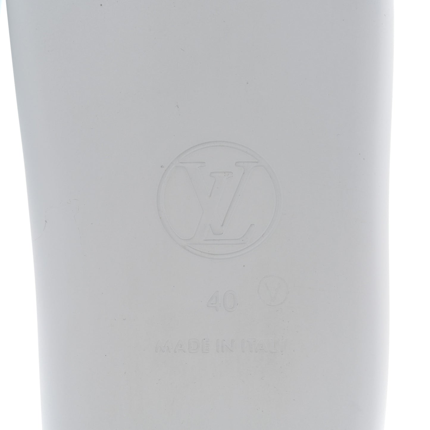 Rubber Monogram Embossed Sunbath Flat Mule 40 White
