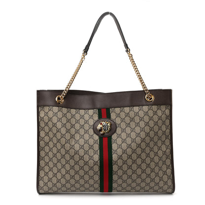 Gucci GG Supreme Monogram Large Rajah Chain Tote Beige New Acero 1 of 11