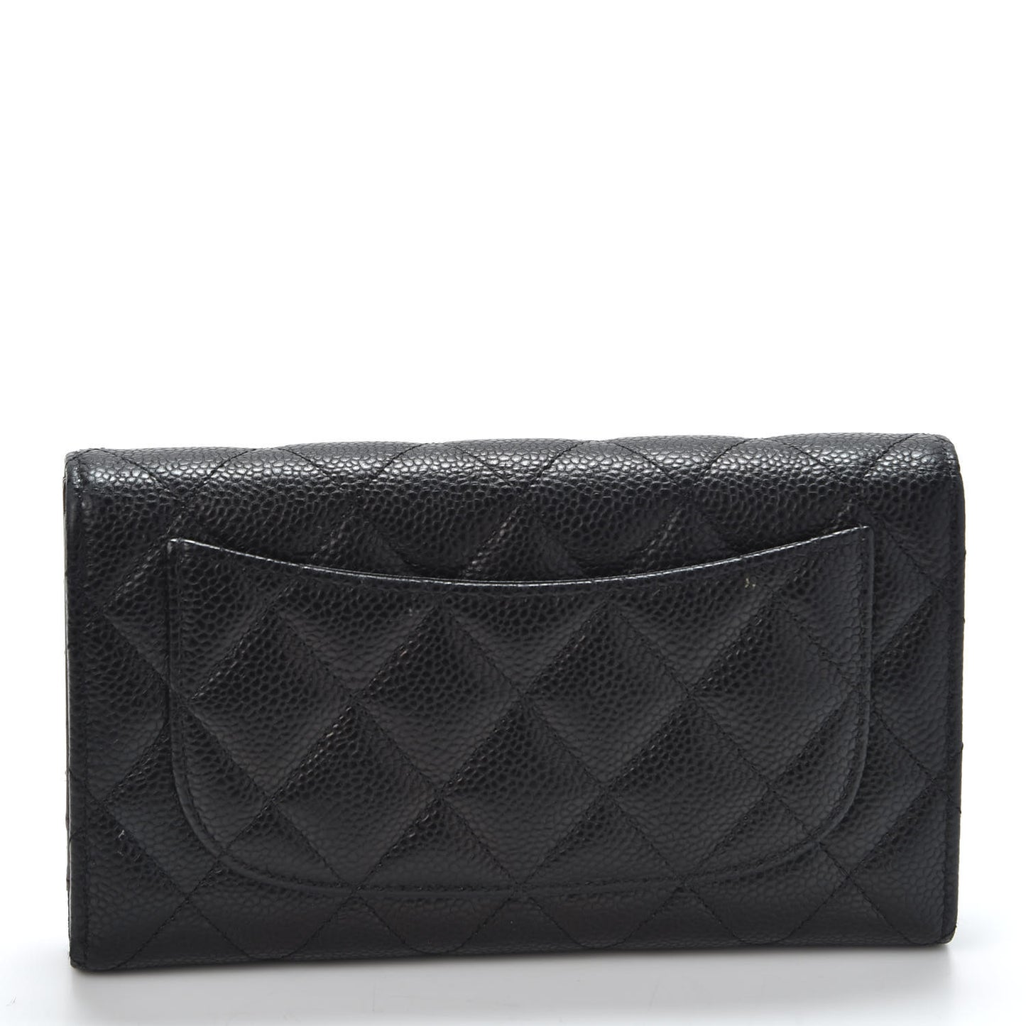 Caviar Quilted Large Flap Wallet Black
