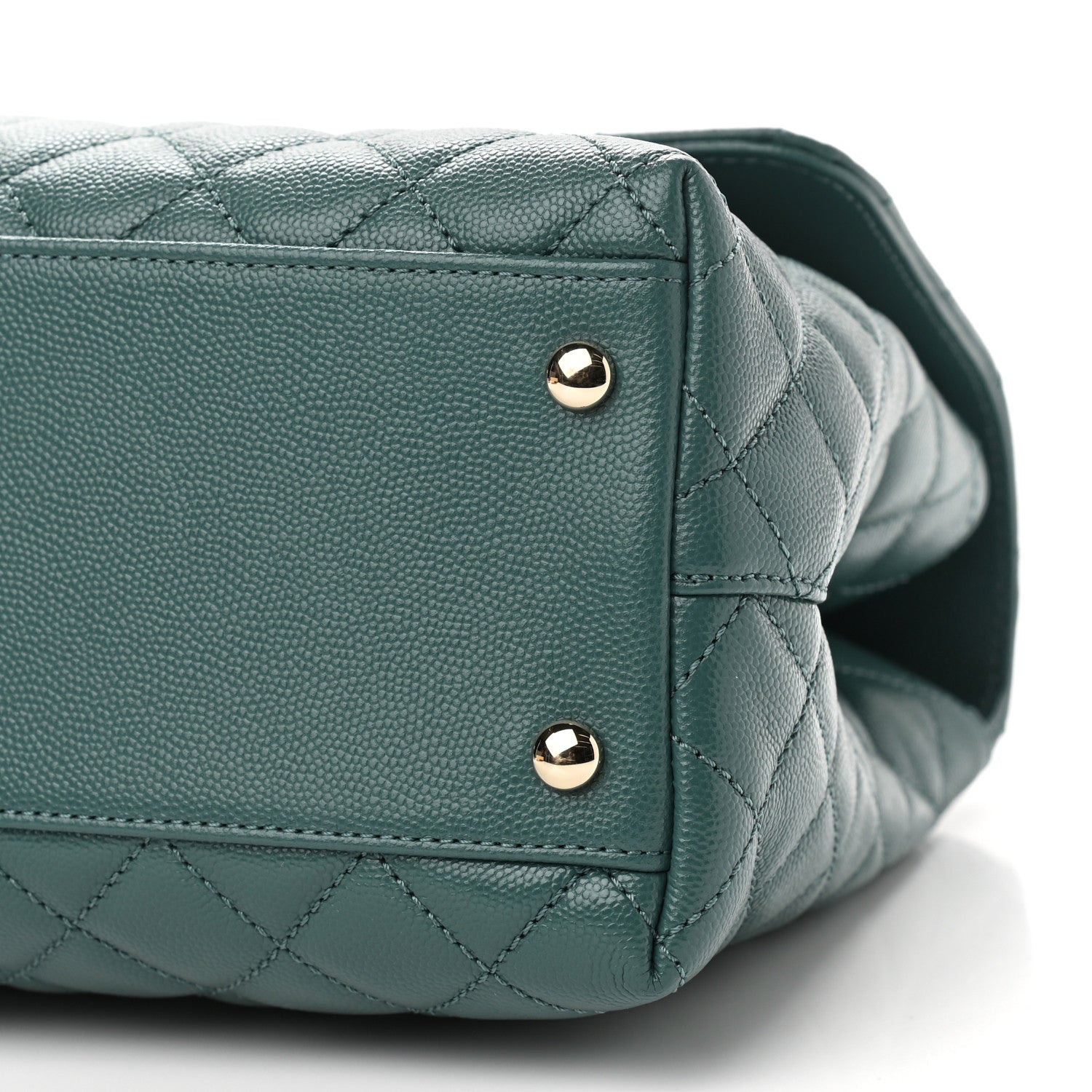 Chanel Caviar Quilted Medium Coco Handle Flap Dark Green 9 of 10