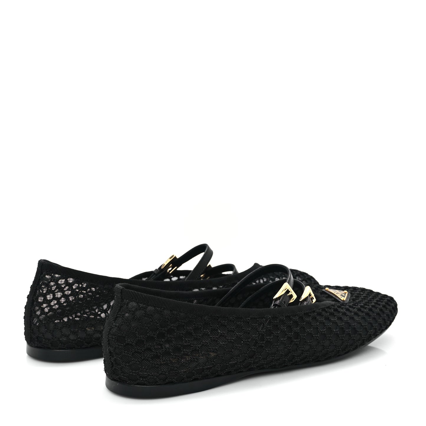 Mesh Fabric Ballerina Flats 41 Black