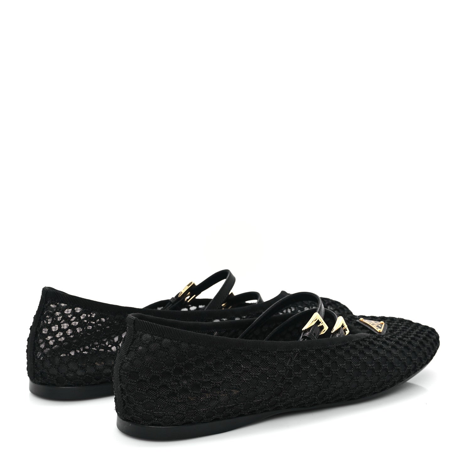 Prada Mesh Fabric Ballerina Flats 41 Black 5 of 8