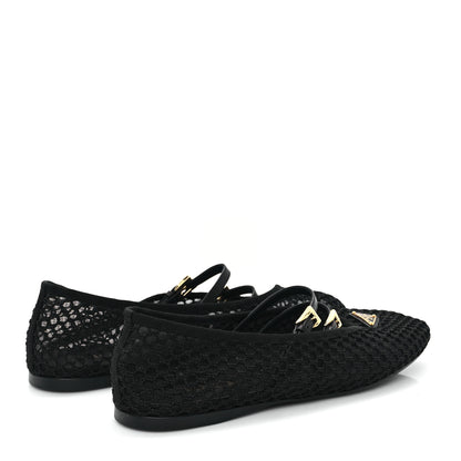 Prada Mesh Fabric Ballerina Flats 41 Black 5 of 8