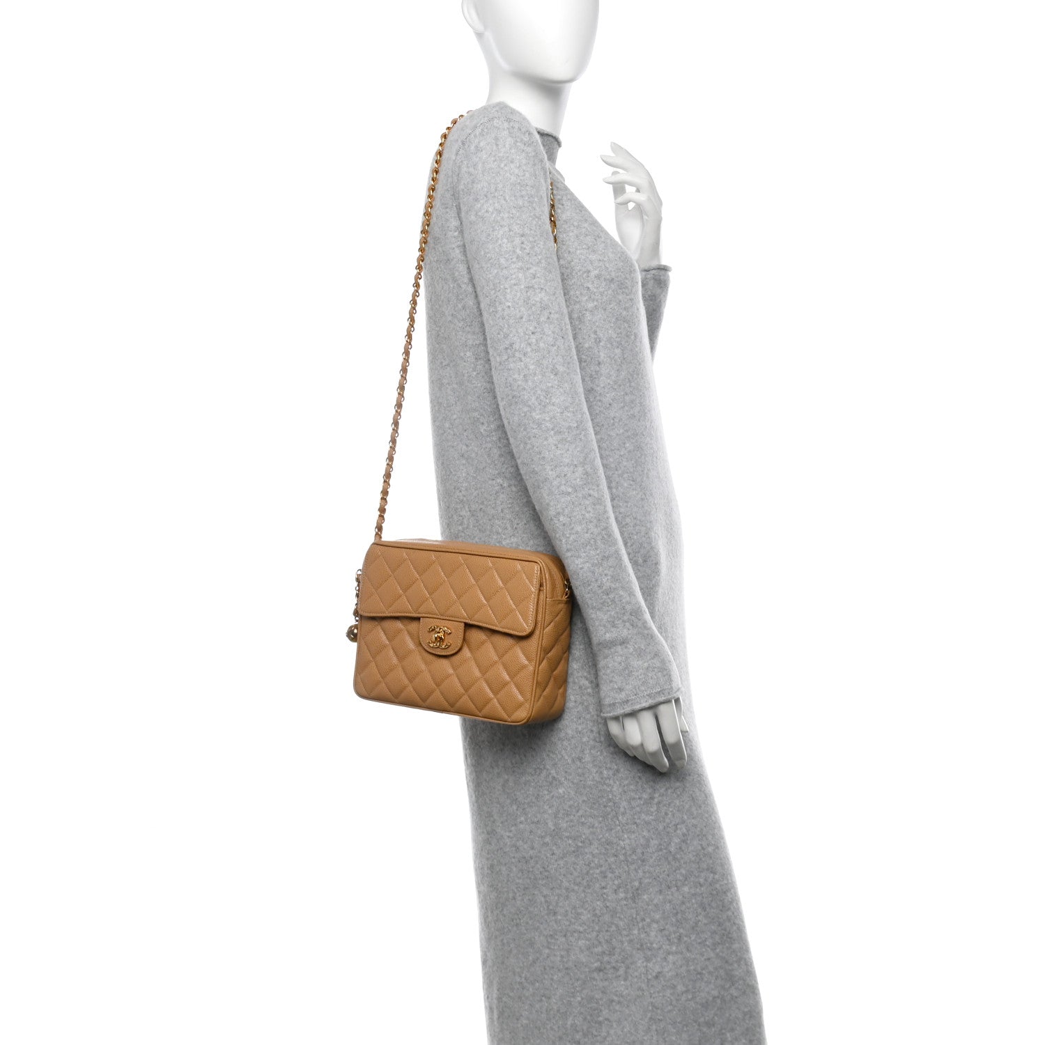 Chanel Caviar Quilted Camera Case Beige 2 of 14