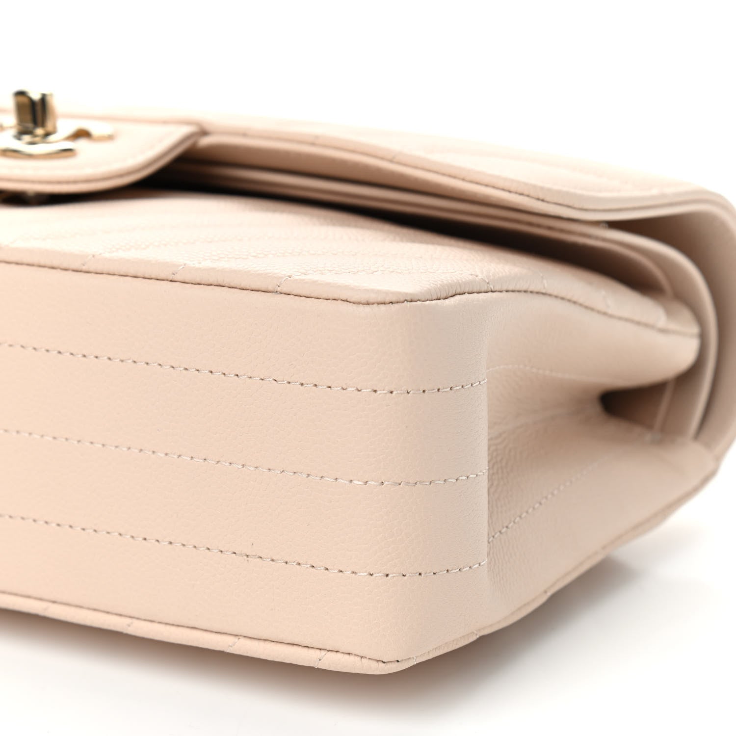 Chanel Caviar Chevron Quilted Small Double Flap Beige 9 of 10