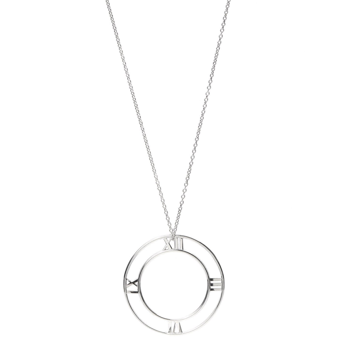 Sterling Silver Large Atlas Open Pendant Necklace
