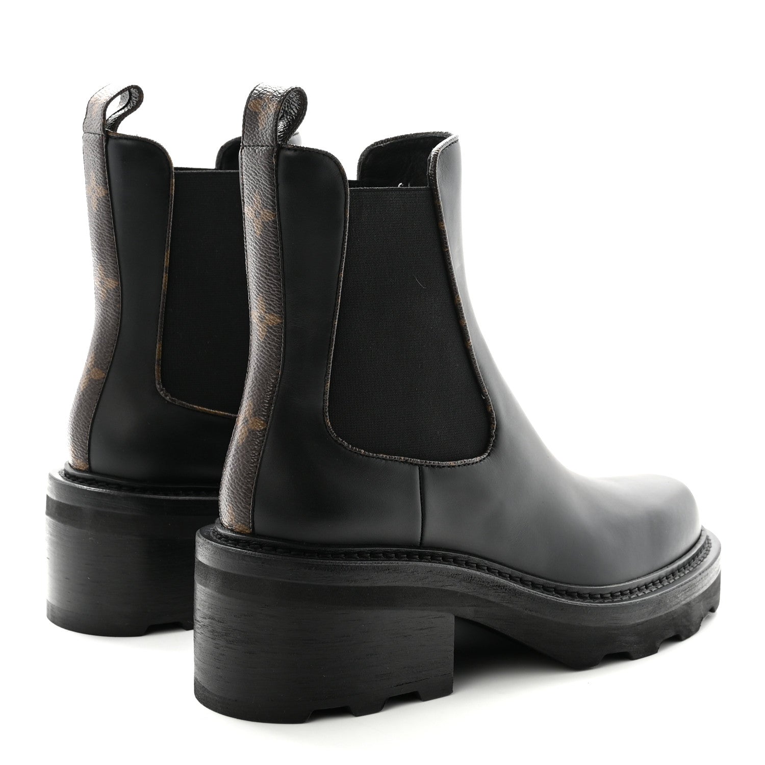 Louis Vuitton Calfskin Monogram Beaubourg Ankle Boots 38.5 Black 4 of 8