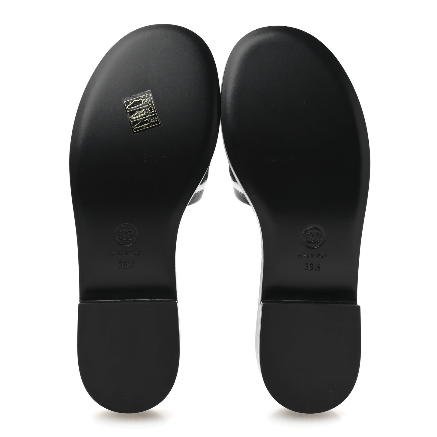 Lambskin Embroidered CC Mule Sandal 38.5 Black White