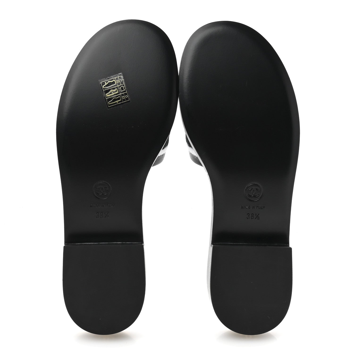 Chanel Lambskin Embroidered CC Mule Sandal 38.5 Black White 6 of 10