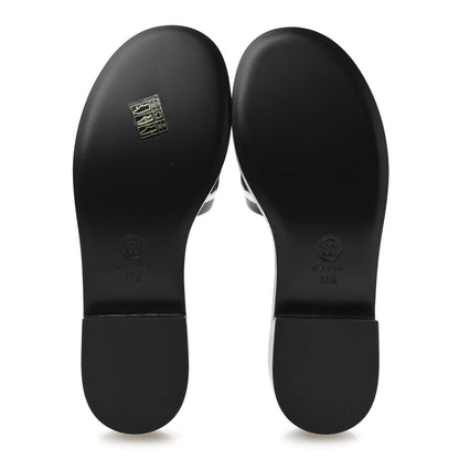 Chanel Lambskin Embroidered CC Mule Sandal 38.5 Black White 6 of 10