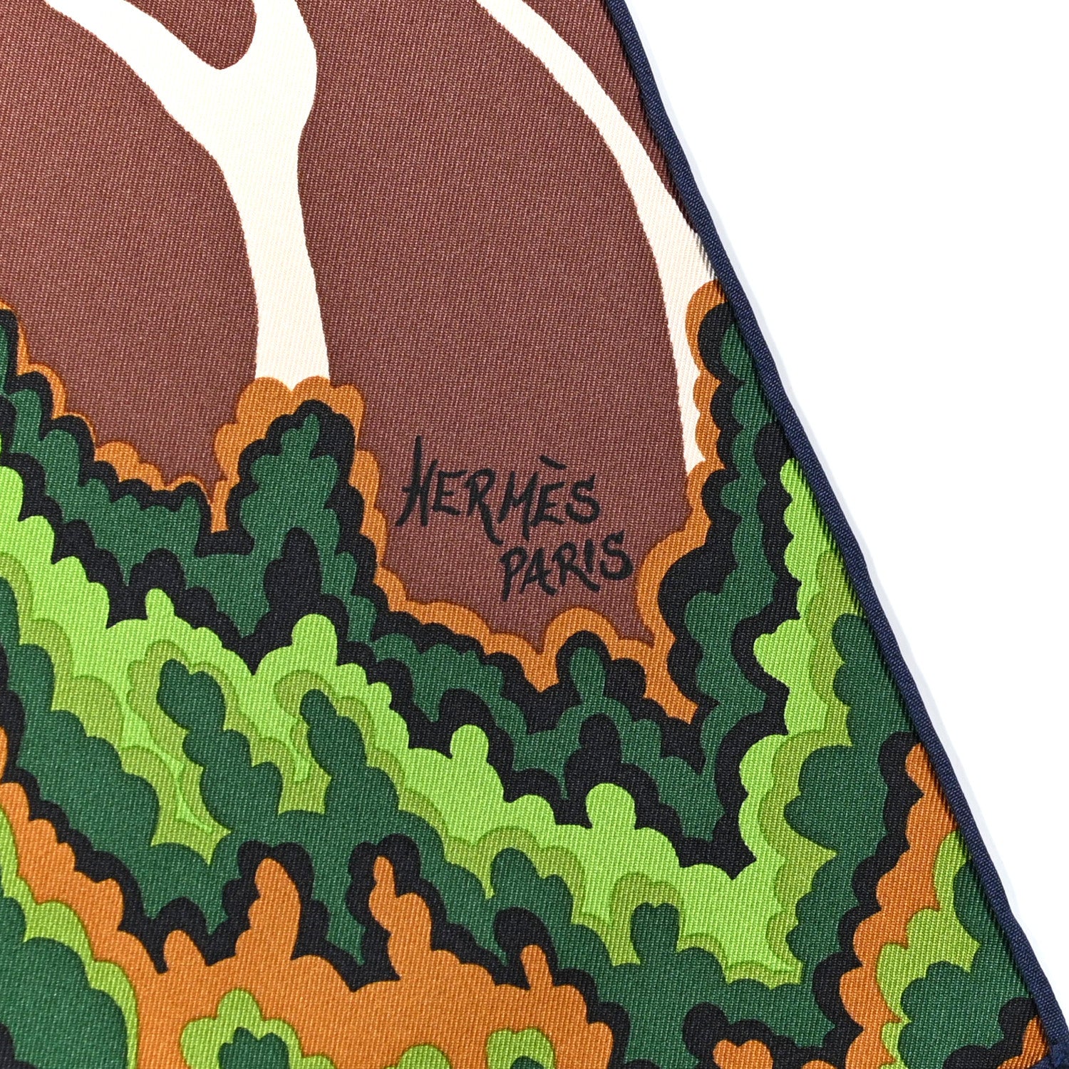 Hermes Silk The Three Graces Scarf 90 Bleu Vif Marron Vert 3 of 6