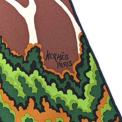 Hermes Silk The Three Graces Scarf 90 Bleu Vif Marron Vert 3 of 6