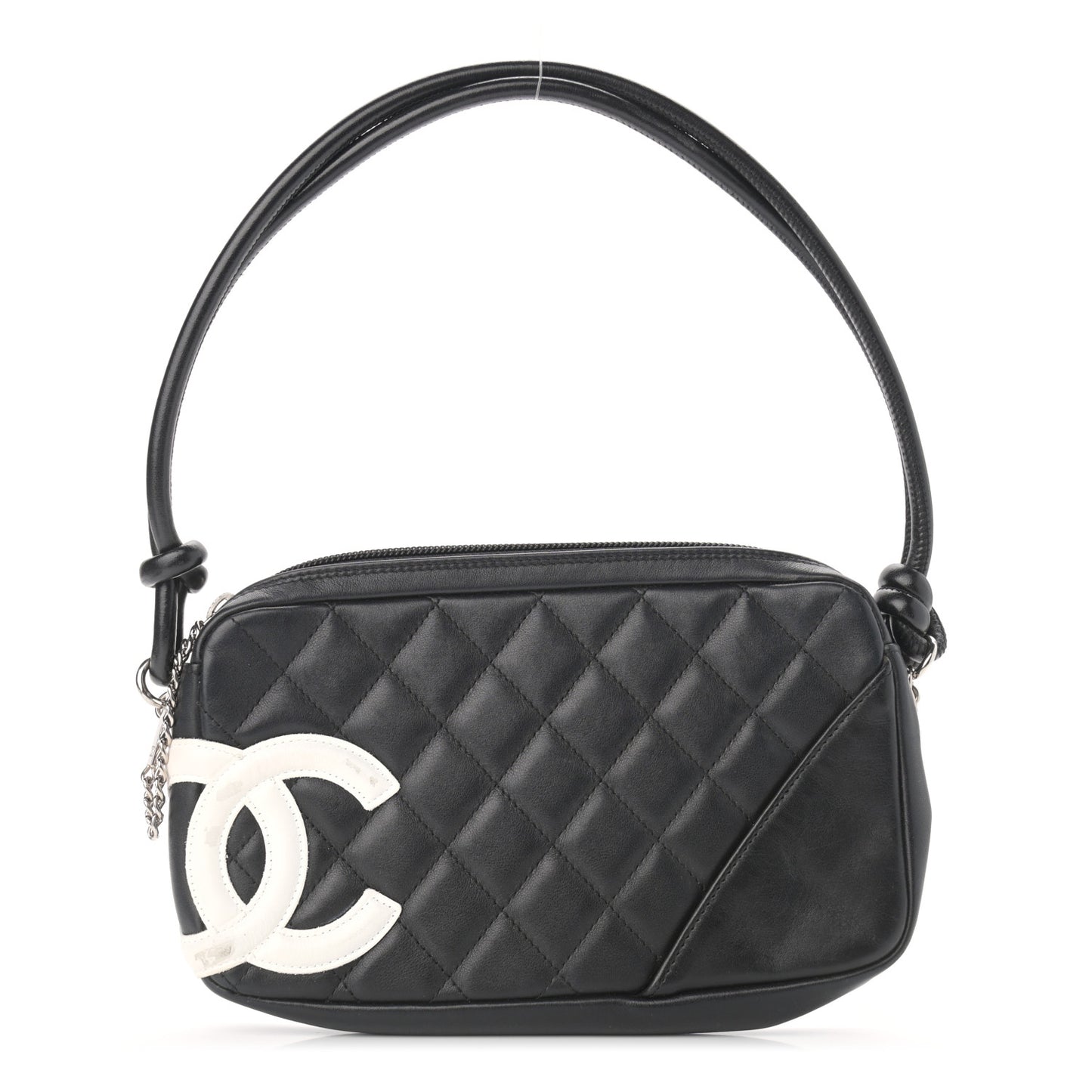 Calfskin Quilted Cambon Pochette Black White