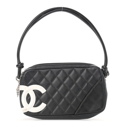 Chanel Calfskin Quilted Cambon Pochette Black White 1 of 11