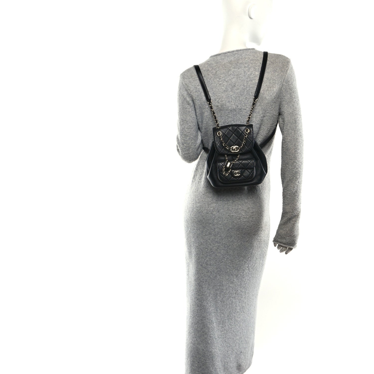 Chanel Lambskin Quilted Small Duma Drawstring Backpack Black 2 of 11