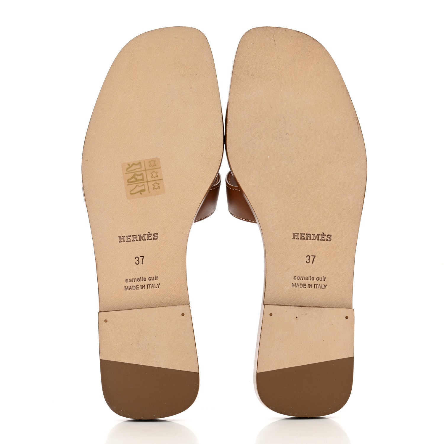 Hermes Box Calfskin Oran Sandals 37 Gold 5 of 8