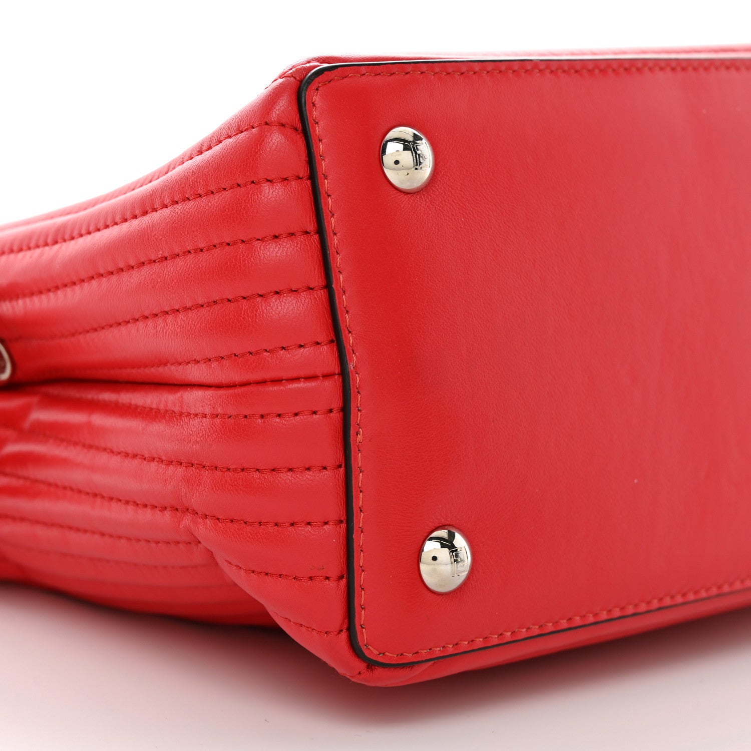 Fendi Shiny Nappa Trapuntata Small DotCom Click Chain Satchel Rojo 10 of 11