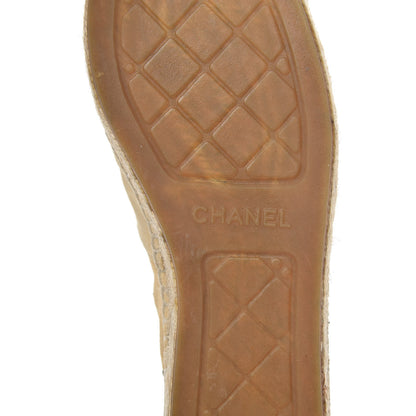 Chanel Suede Pearl CC Espadrilles 39 Beige Black 7 of 9