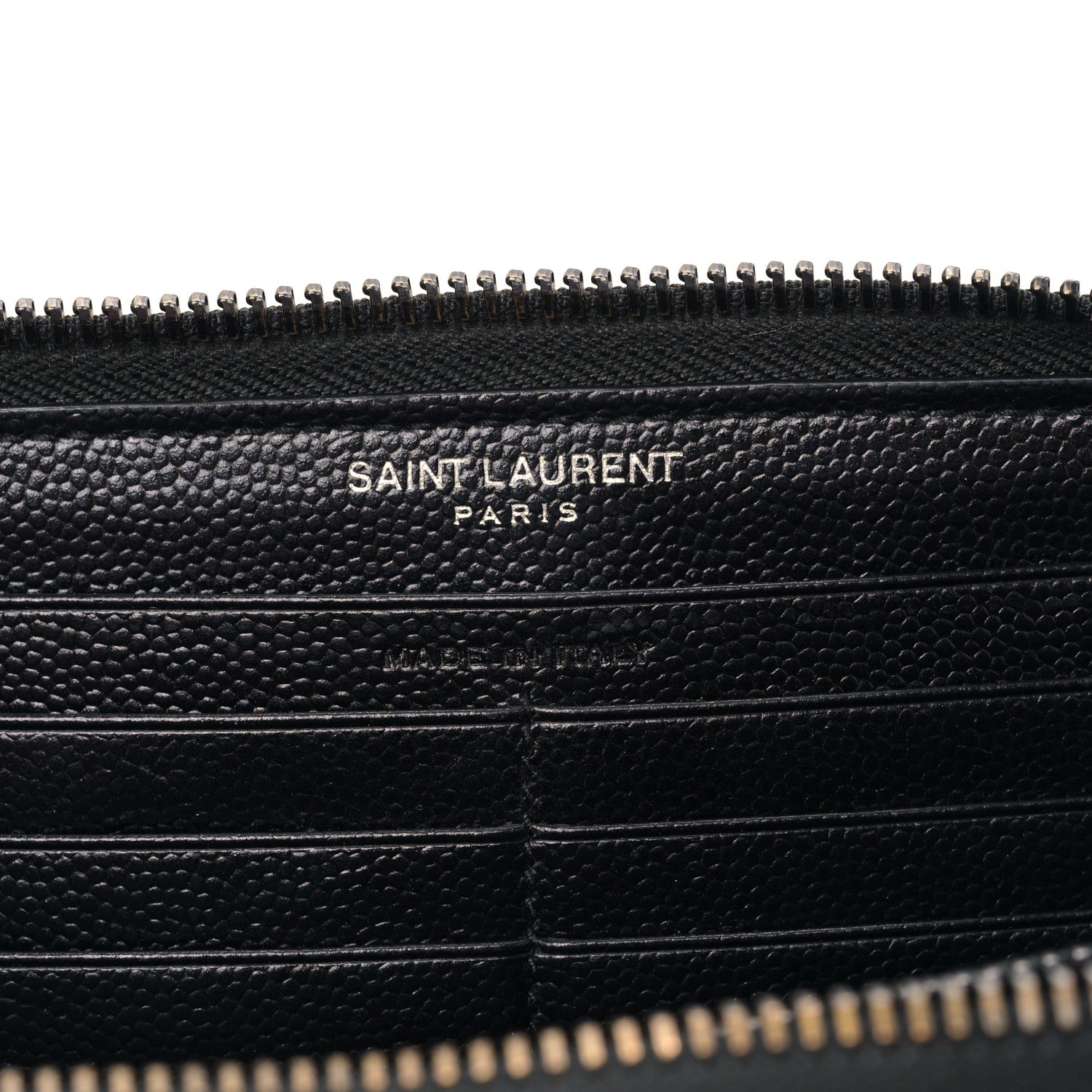 Saint Laurent Grain De Poudre Matelasse Chevron Monogram Monochrome Zip Around Wallet Black 6 of 9