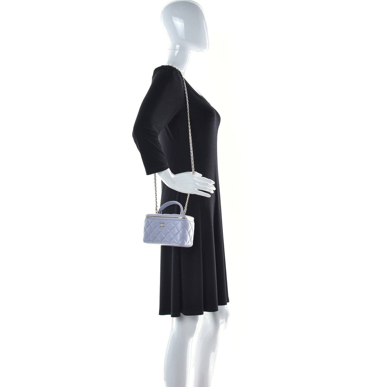 Chanel Lambskin Quilted Small Top Handle Vanity Case With Chain Light Purple 2 of 11