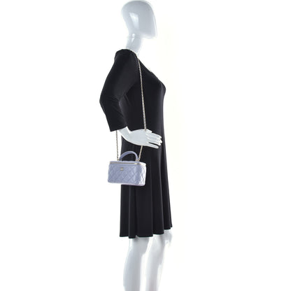 Chanel Lambskin Quilted Small Top Handle Vanity Case With Chain Light Purple 2 of 11