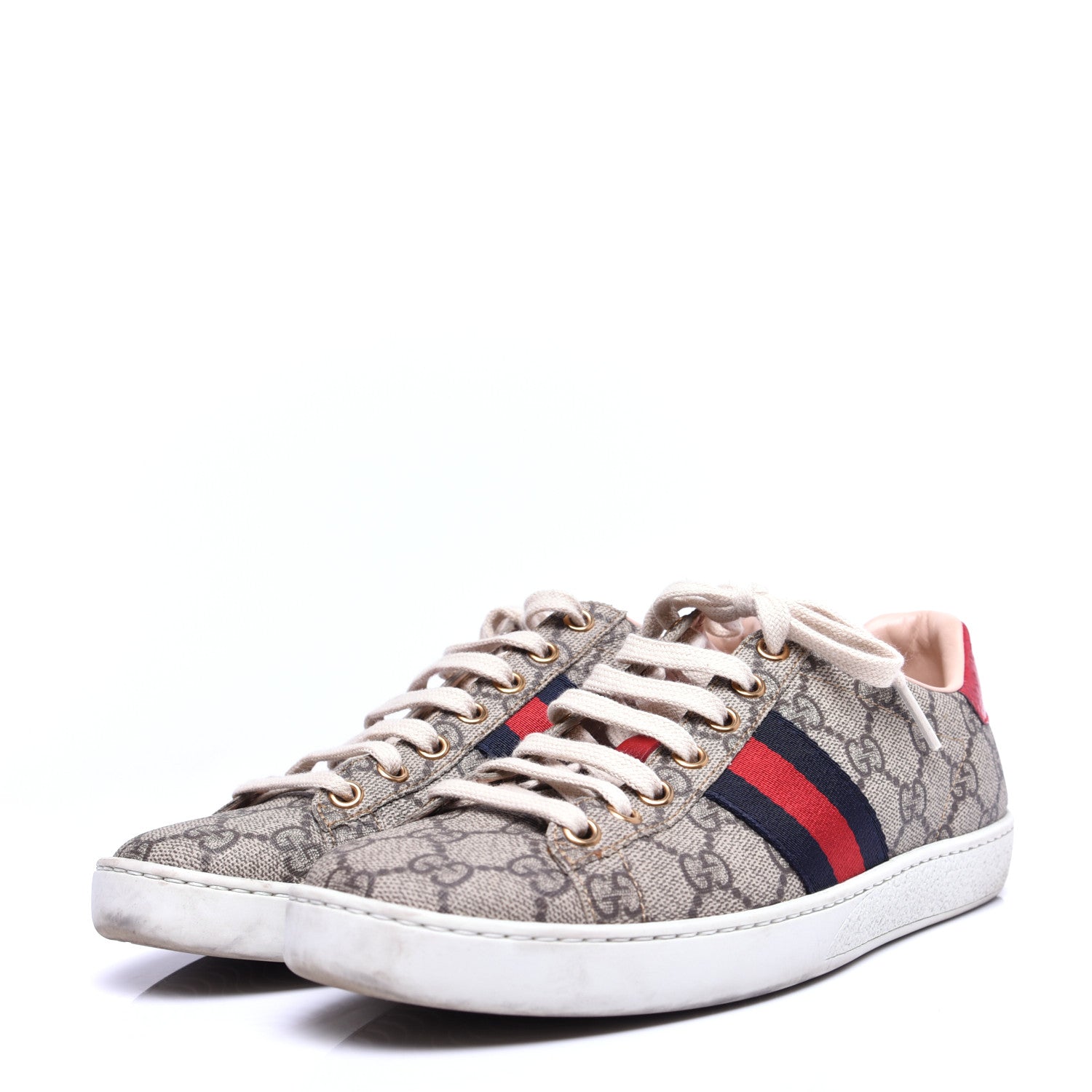 Gucci GG Supreme Monogram Ayers Web Womens Ace Sneakers 37 Beige 5 of 13