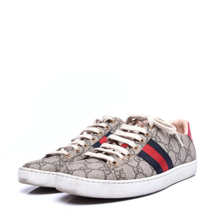 Gucci GG Supreme Monogram Ayers Web Womens Ace Sneakers 37 Beige 5 of 13