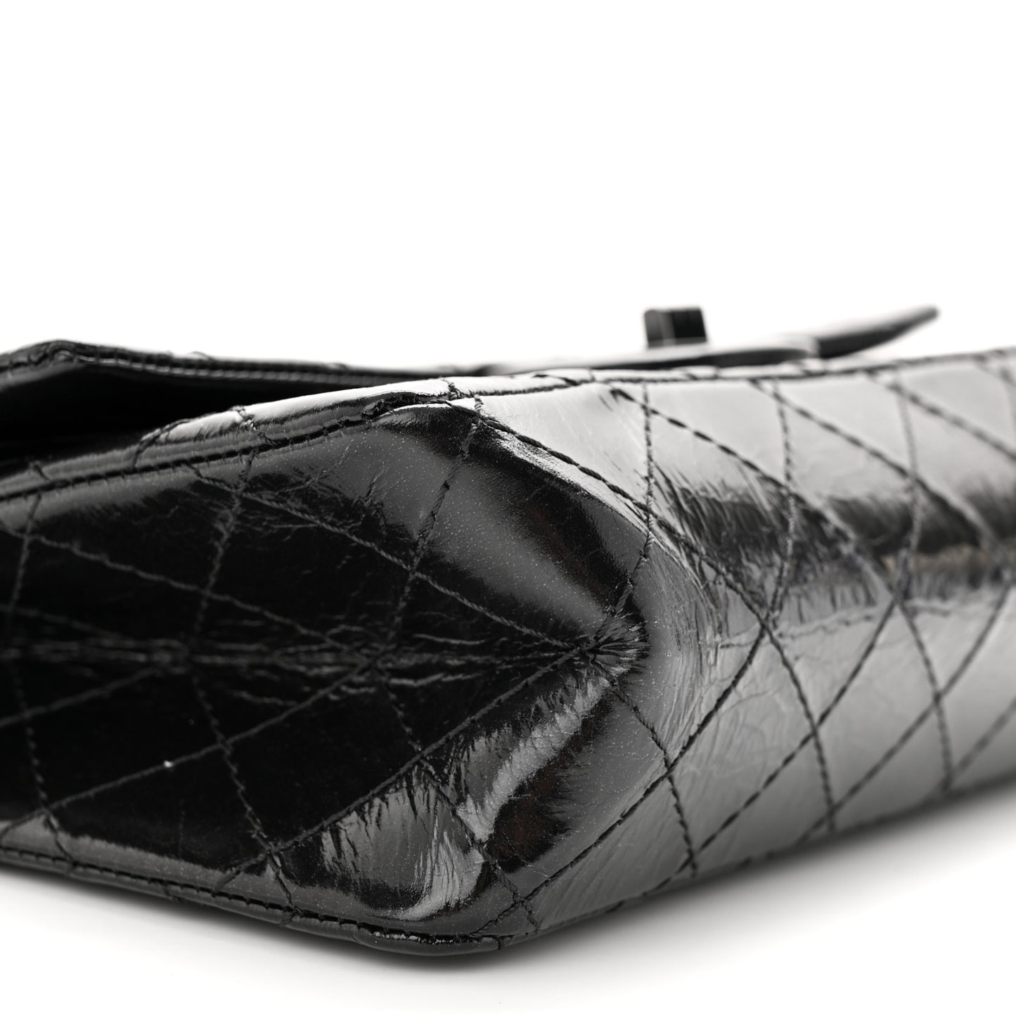 Glazed Aged Calfskin Quilted 2.55 Reissue 225 Flap So Black