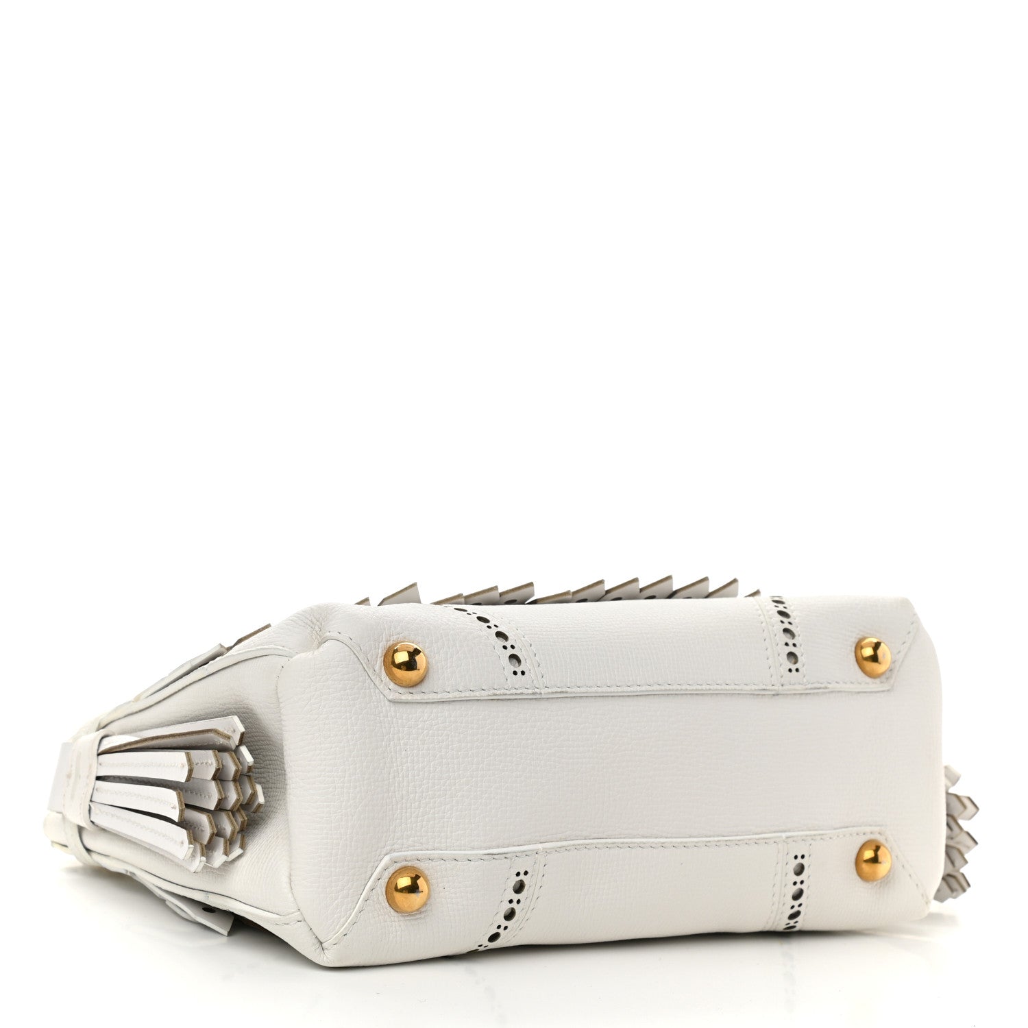 Burberry Calfskin Broguing Small Banner Tote White 4 of 12