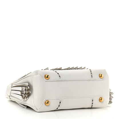 Burberry Calfskin Broguing Small Banner Tote White 4 of 12