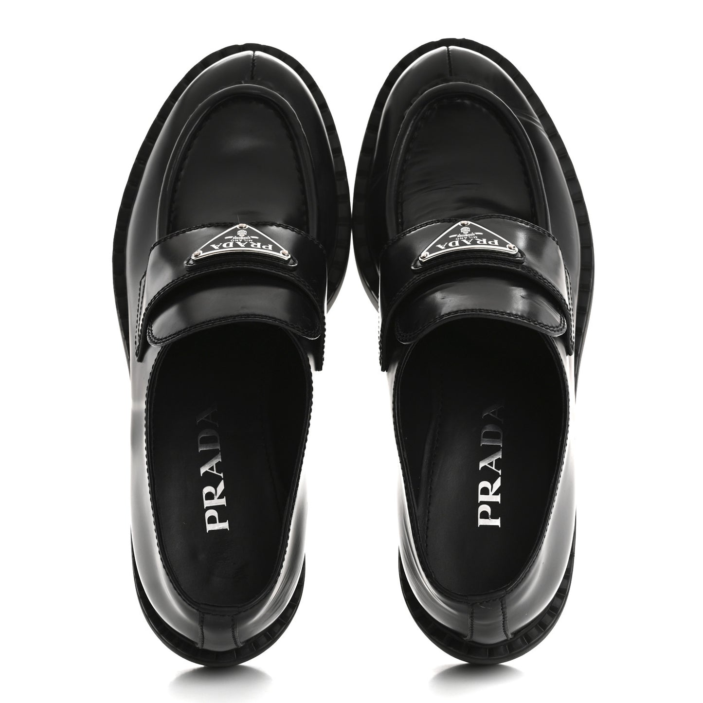 Spazzolato Metal Triangle Logo 50mm Loafers 37 Black