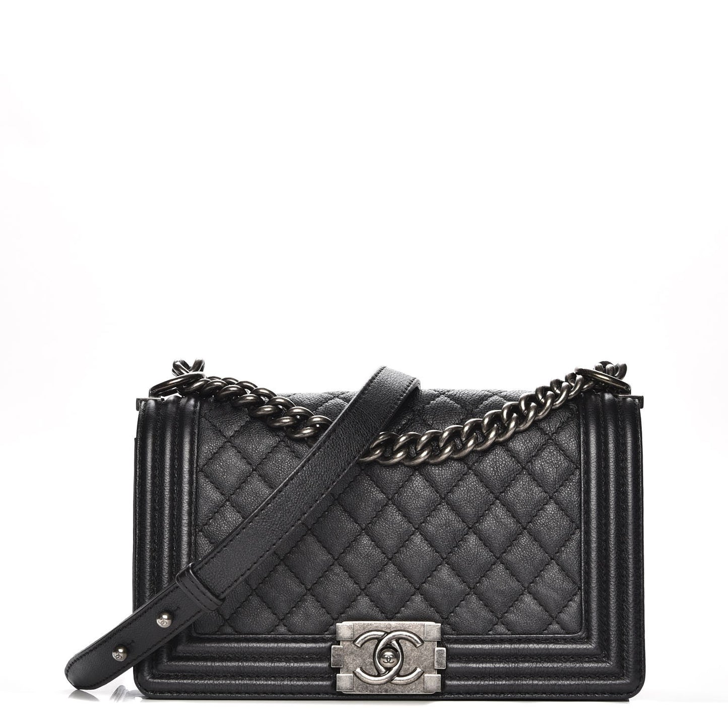 Calfskin Quilted Medium Boy Flap Black