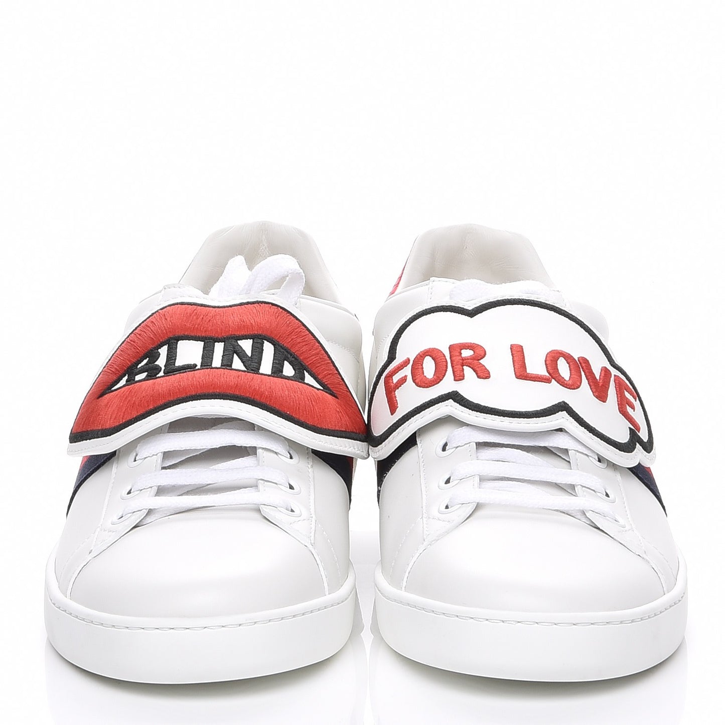 Calfskin Ayers Blind For Love Embroidered Womens Ace Sneakers 42 White