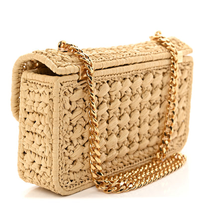 Celine Raffia Effect Claude Chain Shoulder Bag Natural 3 of 10