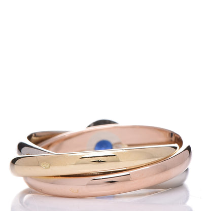 Cartier 18K Pink Yellow White Gold Blue Sapphire Trinity Ring 50 5.25 3 of 4