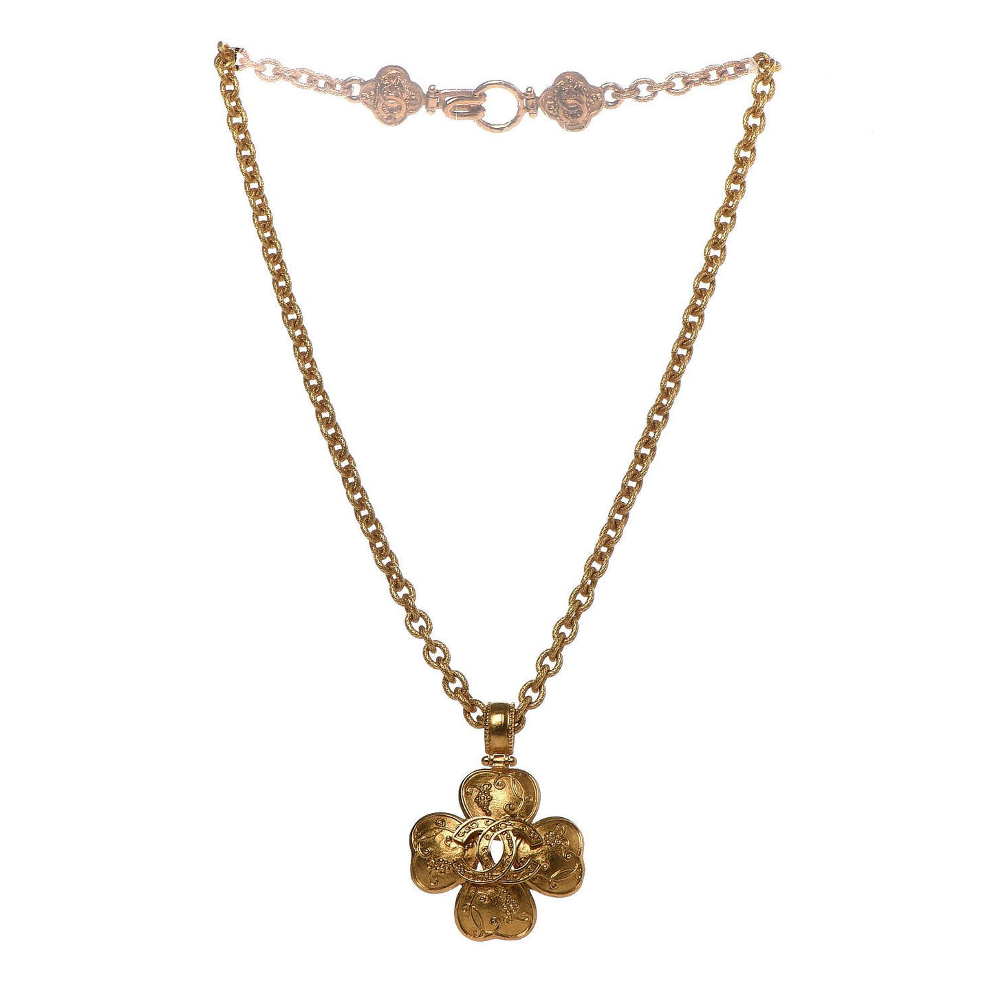 CC Pendant Chain Necklace Gold