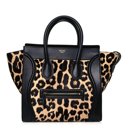 Celine Leopard Pony Hair Mini Luggage Brown 1 of 11