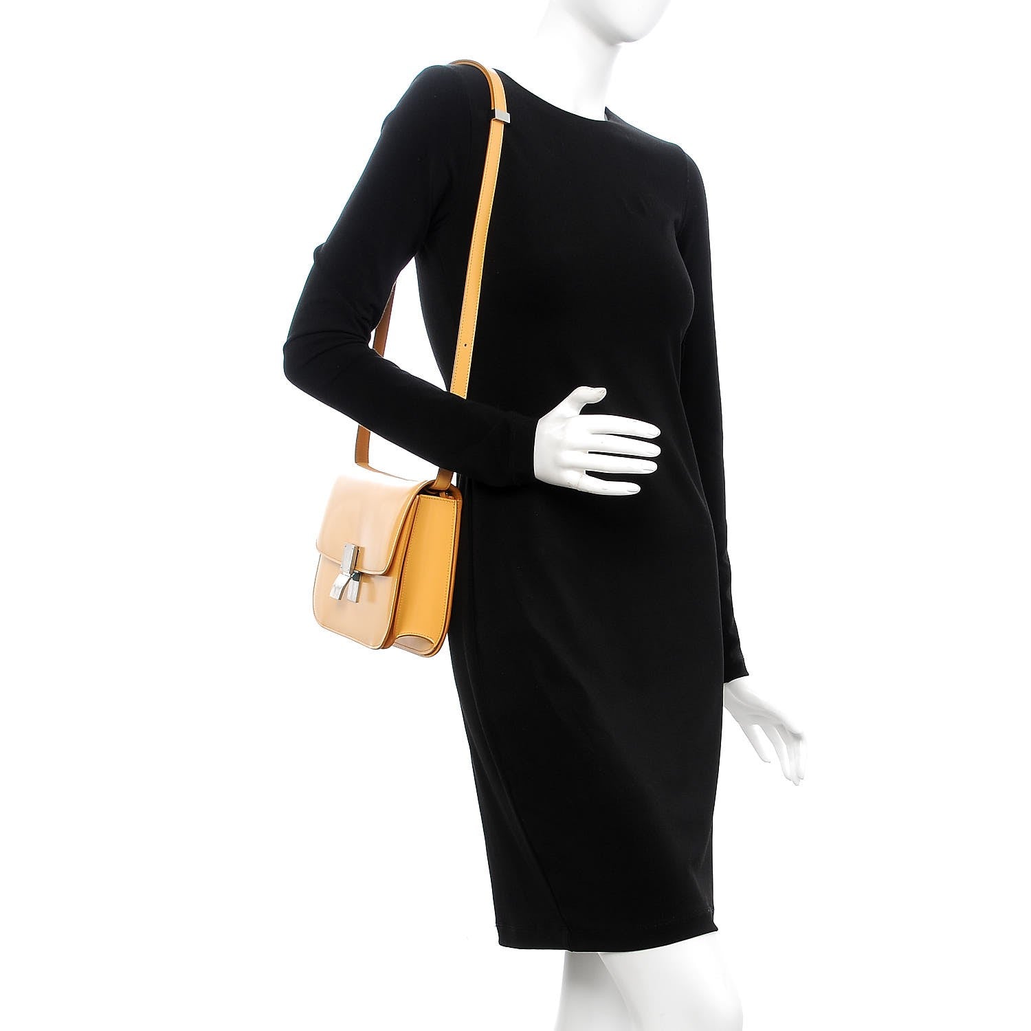 Celine Spazzolato Calfskin Medium Classic Box Flap Bag Corn 2 of 10