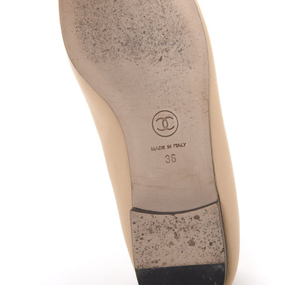 Chanel Lambskin Cap Toe CC Ballerina Flats 36 Beige Black 6 of 8