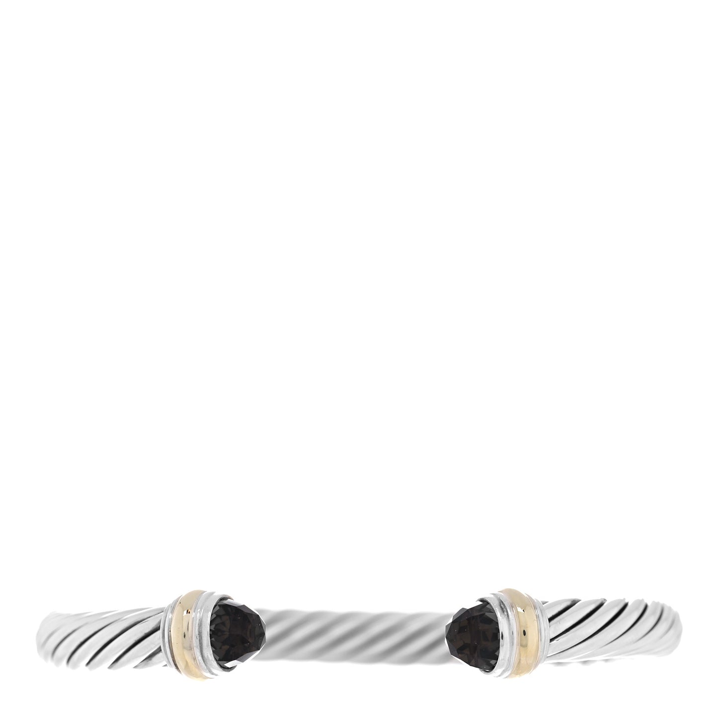 Sterling Silver 14K Yellow Gold Smoky Quartz 7mm Cable Classics Bracelet