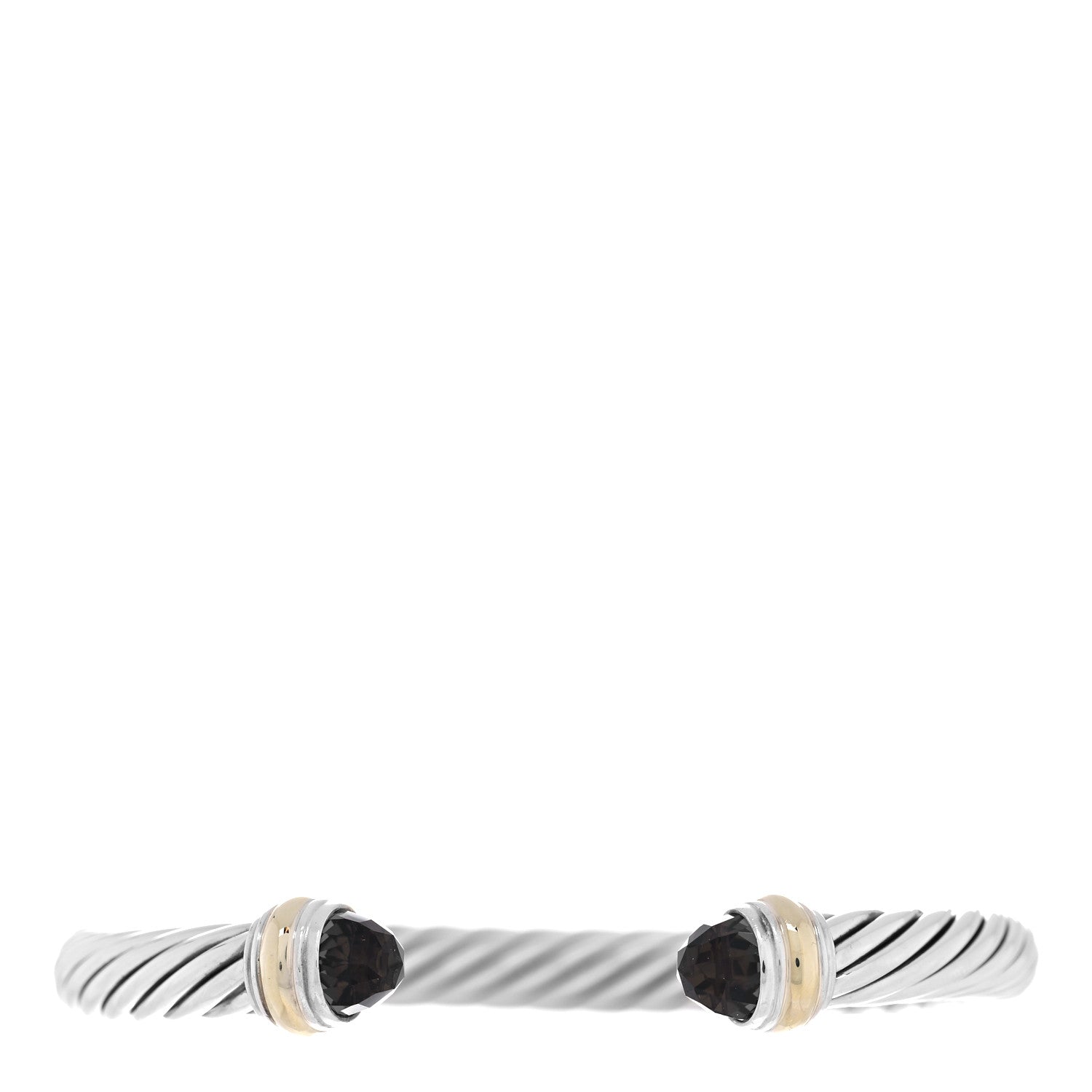 David Yurman Sterling Silver 14K Yellow Gold Smoky Quartz 7mm Cable Classics Bracelet 1 of 3